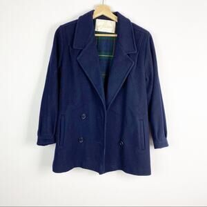 Vintage Jill Jr The Parisian Wool Peacoat Navy 3/4 Sleeve Double Breasted Midi M